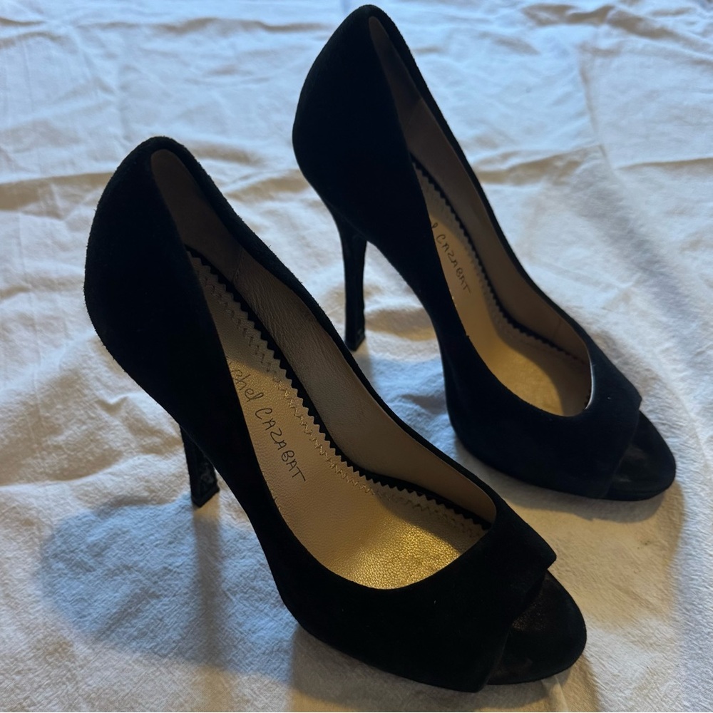 Jean-Michel Cazabat Black Suede Peep Toe High Heels